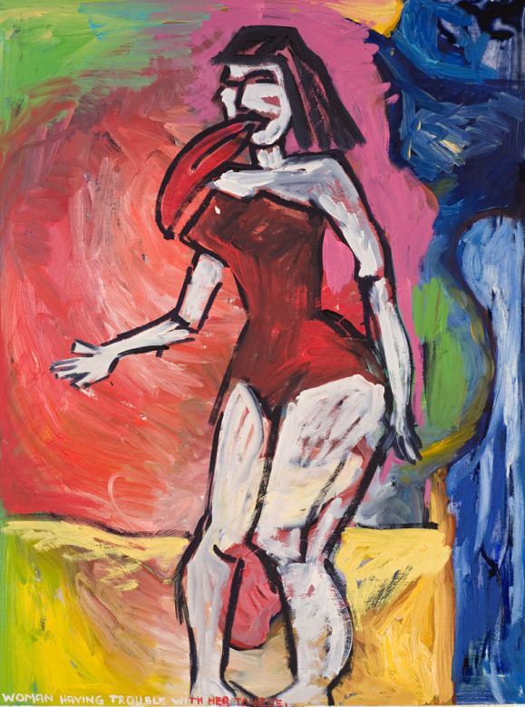 Woman Having Trouble With Her Tongue · 1993 · oil on paper · 26 × 20″