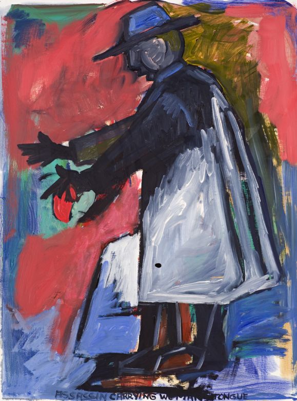 Assassin Carrying A Woman’s Tongue · 1993 · oil on paper · 26 × 20″