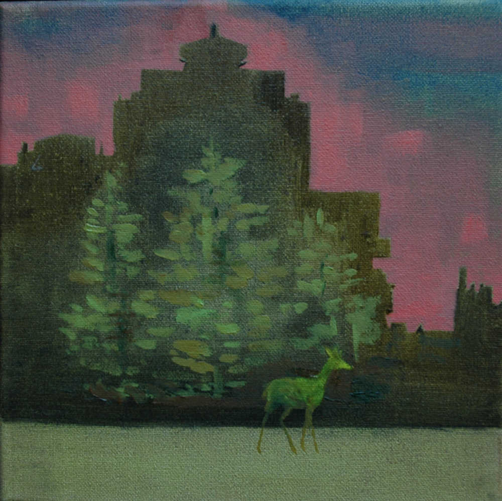 Green Deer · November, 2016  · oil on canvas · 8 × 8″